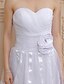 olcso Menyasszonyi ruhák-Esküvői ruhák Térdig érő Ujjatlan Szív-alakú Organza Val vel Cakkos Virág 2023 Menyasszonyi ruhák