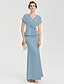 cheap Evening Dresses-Mermaid / Trumpet Elegant Dress Formal Evening Floor Length Short Sleeve V Neck Charmeuse with Rhinestone Lace Criss Cross