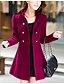 cheap Women&#039;s Coats &amp; Trench Coats-Women&#039;s Stand Collar Fall Coat Regular Solid Colored Daily Basic Blue Red Wine S M L