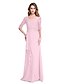 cheap Mother of the Bride Dresses-Sheath / Column V Neck Floor Length Chiffon Mother of the Bride Dress with Beading / Appliques / Side Draping by LAN TING BRIDE® / Illusion Sleeve