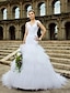 cheap Wedding Dresses-Mermaid / Trumpet Wedding Dresses V Neck Chapel Train Tulle All Over Lace Cap Sleeve Glamorous Backless with Lace Beading Tiered 2021