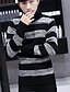 cheap Men&#039;s Sweaters &amp; Cardigans-Men&#039;s Striped Pullover Long Sleeve Regular Sweater Cardigans Turtleneck Fall White Black