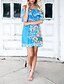 cheap Women&#039;s Dresses-Women&#039;s Holiday / Club Loose / Sheath Dress - Floral Boat Neck Summer Blue