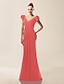 cheap Special Occasion Dresses-Mermaid / Trumpet Celebrity Style Dress Formal Evening Military Ball Sweep / Brush Train Short Sleeve Off Shoulder Chiffon with Ruffles Draping 2024