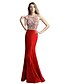 cheap Special Occasion Dresses-Mermaid / Trumpet Elegant &amp; Luxurious Holiday Cocktail Party Prom Dress Jewel Neck Sleeveless Floor Length Mikado with Beading 2020