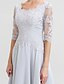cheap Mother of the Bride Dresses-A-Line Scoop Neck Knee Length Chiffon / Lace Mother of the Bride Dress with Beading / Appliques / Ruched by LAN TING BRIDE®