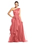cheap Prom Dresses-A-Line Elegant Prom Formal Evening Dress One Shoulder Sleeveless Floor Length Organza with Side Draping 2022