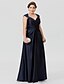 billige Kjoler til brudens mor-Ball Gown A-Line Mother of the Bride Dress Beautiful Back Plus Size See Through V Neck Floor Length Lace Stretch Satin Sleeveless with Criss Cross Pleats 2022