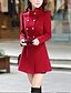 cheap Women&#039;s Coats &amp; Trench Coats-Women&#039;s Stand Collar Fall Coat Regular Solid Colored Daily Basic Blue Red Wine S M L