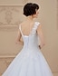 ieftine Rochii de Mireasă-Linia -A Pătrat Trenă Court Dantelă / Tulle Made-To-Measure rochii de mireasa cu Aplică de LAN TING BRIDE® / Open Back