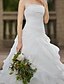 cheap Wedding Dresses-Hall Wedding Dresses Princess Strapless Sleeveless Cathedral Train Satin Bridal Gowns With Pick Up Skirt Side-Draped 2023