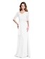 cheap Mother of the Bride Dresses-Sheath / Column V Neck Floor Length Chiffon Mother of the Bride Dress with Beading / Appliques / Side Draping by LAN TING BRIDE® / Illusion Sleeve