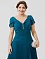 cheap Mother of the Bride Dresses-Plus Size A-Line V Neck Ankle Length Chiffon Mother of the Bride Dress with Beading / Pleats by LAN TING BRIDE® / Petal Sleeve