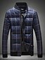 cheap Men&#039;s Downs &amp; Parkas-Men&#039;s Daily / Going out Houndstooth Padded, Polyester / Others Long Sleeve Black / Navy Blue XXXL / 4XL / XXXXXL