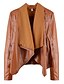 cheap Women&#039;s Jackets-Women&#039;s Faux Leather Jacket Daily Fall Short Coat Shawl Lapel Loose Basic Jacket Long Sleeve Solid Colored Black Brown Beige / Plus Size