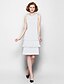 cheap Mother of the Bride Dresses-Sheath / Column Jewel Neck Knee Length Chiffon Mother of the Bride Dress with Beading by LAN TING BRIDE®