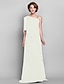 billige Kjoler til brudens mor-Sheath / Column Mother of the Bride Dress Elegant One Shoulder Floor Length Chiffon Sleeveless with Beading 2023