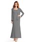 cheap Mother of the Bride Dresses-Sheath / Column Mother of the Bride Dress Convertible Dress Straps Ankle Length Crepe Long Sleeve yes with Pleats 2023