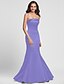 cheap Bridesmaid Dresses-Product Sample Mermaid / Trumpet Strapless Floor Length Satin Bridesmaid Dress with Bandage by LAN TING BRIDE® / Open Back