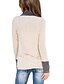 ieftine Bluze mărime mare-Pentru femei Tricou Bloc Culoare Manșon Lung Zilnic Topuri Bumbac V Adânc Bej / Concediu