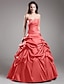 cheap Evening Dresses-Ball Gown Elegant Dress Quinceanera Floor Length Sleeveless Strapless Taffeta with Crystals Tier 2022