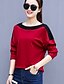 ieftine Bluze mărime mare-Pentru femei Tricou Bloc Culoare Rotund Roșu-aprins Alb Negru Mărime Plus Zilnic Îmbrăcăminte Bumbac Șic Stradă / Manșon Lung