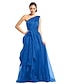 cheap Prom Dresses-A-Line Elegant Prom Formal Evening Dress One Shoulder Sleeveless Floor Length Organza with Side Draping 2022