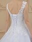 economico Abiti da sposa-Linea-A Squadrata Strascico di corte Di pizzo / Tulle Abiti da sposa su misura con Con applique di LAN TING BRIDE® / Scollatura posteriore