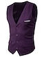 cheap Men&#039;s Trench Coat-Men&#039;s Spring Summer Vest Work Plus Size V Neck Regular Solid Colored Sleeveless Wine / Black / Purple S / M / L / Fall / Winter / Slim