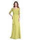 cheap Mother of the Bride Dresses-Sheath / Column V Neck Floor Length Chiffon Mother of the Bride Dress with Beading / Appliques / Side Draping by LAN TING BRIDE® / Illusion Sleeve