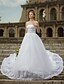cheap Wedding Dresses-Ball Gown Wedding Dresses Strapless Cathedral Train Satin Tulle Beaded Lace Strapless Sparkle &amp; Shine Open Back with Beading Appliques 2020