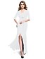 cheap Mother of the Bride Dresses-Sheath / Column V Neck Floor Length Stretch Satin Mother of the Bride Dress with Split Front / Criss Cross / Crystal Brooch by LAN TING BRIDE®