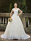cheap Wedding Dresses-Wedding Dresses Ball Gown Square Neck Cap Sleeve Cathedral Train Lace Over Tulle Bridal Gowns With Beading Appliques 2024