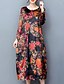 cheap Print Dresses-Women&#039;s Plus Size Going out Loose Dress - Floral Fall Velvet Orange XXL XXXL 4XL