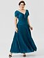 cheap Mother of the Bride Dresses-Plus Size A-Line V Neck Ankle Length Chiffon Mother of the Bride Dress with Beading / Pleats by LAN TING BRIDE® / Petal Sleeve