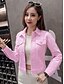 cheap Women&#039;s Outerwear-Women&#039;s Weekend Street chic Fall Short Denim Jacket, Solid Colored Shirt Collar Long Sleeve Others Blushing Pink / White / Black