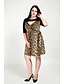 cheap Plus Size Dresses-Women&#039;s Cut Out Plus Size Black Dress Vintage Fall Daily A Line Leopard V Neck Cut Out XXL XXXL / Cotton