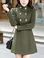 cheap Women&#039;s Coats &amp; Trench Coats-Women&#039;s Stand Collar Fall Coat Regular Solid Colored Daily Basic Blue Red Wine S M L