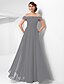 cheap Evening Dresses-Ball Gown Open Back Dress Formal Evening Military Ball Floor Length Short Sleeve Off Shoulder Chiffon with Beading Draping 2023