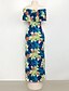 cheap Women&#039;s Dresses-Women&#039;s Off Shoulder Party / Club Maxi Sheath Dress - Floral Boat Neck All Seasons Blue M L XL