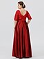 cheap Mother of the Bride Dresses-Ball Gown A-Line Mother of the Bride Dress Classic &amp; Timeless Elegant &amp; Luxurious Plus Size Jewel Neck Floor Length Lace Over Satin Half Sleeve with Sash / Ribbon 2022 / See Through