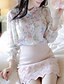 baratos Tops em tamanhos grandes-Mulheres Blusa Floral Colarinho Chinês Diário Final de semana Imprimir Manga Longa Blusas Branco