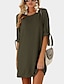 cheap Women&#039;s Dresses-Women&#039;s Daily Weekend Shift Dress - Solid Colored Bow Summer Army Green M L XL
