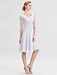 cheap Mother of the Bride Dresses-A-Line Scoop Neck Knee Length Chiffon / Lace Mother of the Bride Dress with Beading / Appliques / Ruched by LAN TING BRIDE®