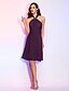 cheap Special Occasion Dresses-A-Line Cute Holiday Homecoming Cocktail Party Dress Halter Neck Sleeveless Knee Length Chiffon with Crystal Brooch 2022