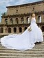 baratos Vestidos de Casamento-Vestidos de noiva Cauda Catedral De Baile Manga Longa Ombro a Ombro Renda Com Renda Faixa / Fita 2023 Vestidos de noiva