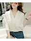 cheap Plus Size Tops-Women&#039;s Blouse Solid Colored V Neck Pink Light Blue Gray White Black Daily Going out Clothing Apparel