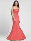 cheap Bridesmaid Dresses-Product Sample Mermaid / Trumpet Strapless Floor Length Satin Bridesmaid Dress with Bandage by LAN TING BRIDE® / Open Back