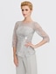 cheap Mother of the Bride Pantsuits-Jumpsuit / Pantsuit Mother of the Bride Dress Formal Plus Size Sexy See Through Bateau Neck Floor Length Chiffon Glitter Lace 3/4 Length Sleeve with Lace Sequin 2024