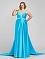 cheap Evening Dresses-A-Line Open Back Formal Evening Military Ball Dress Halter Neck Sleeveless Floor Length Satin with Crystals Beading Side Draping 2022